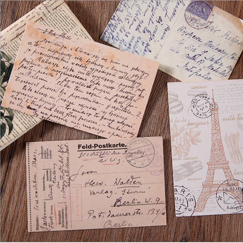 5 pakker gammel vintage gulnet postkort kunstnerbrev rejse flyvemaskine kort klassisk berømt europabygning