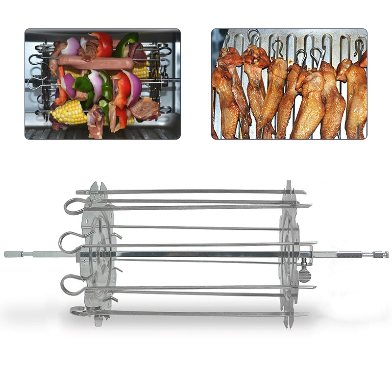 Bbq stål metall roaster rotisserie spyd nål bur ovn kebab maker grill rotisserie grill kit for stor kapasitet anti-rust