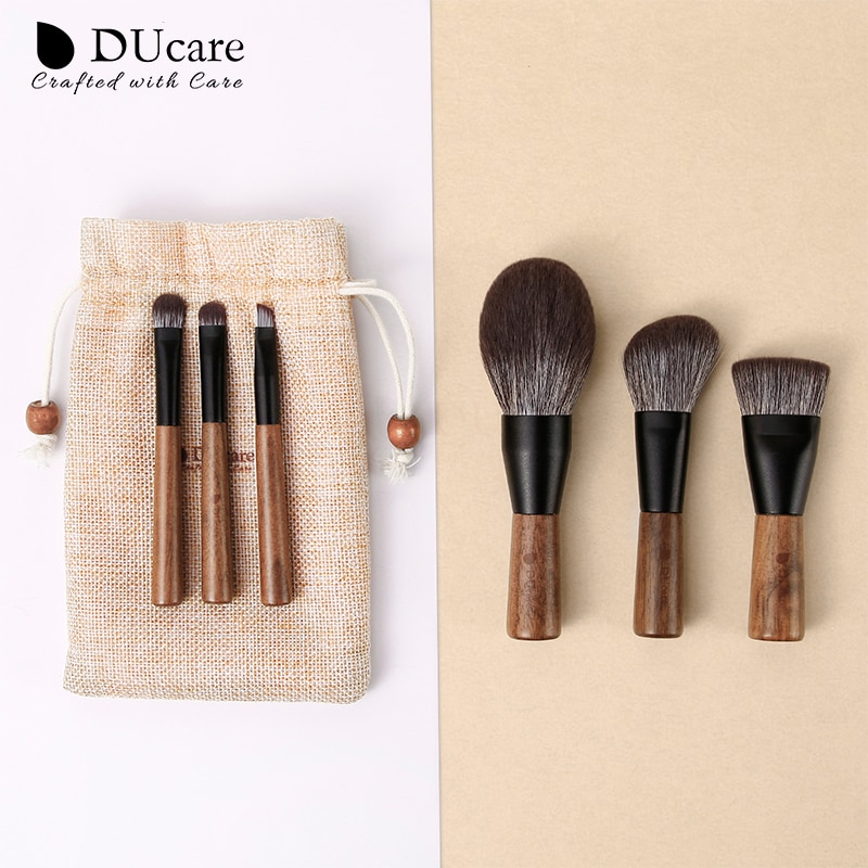 Ducare mini 6 -delige make-upkwastenset met houten handvat, blushkwastenset, eyeliner, poeder, foundation, make-upkwastenset, cosmetische tools