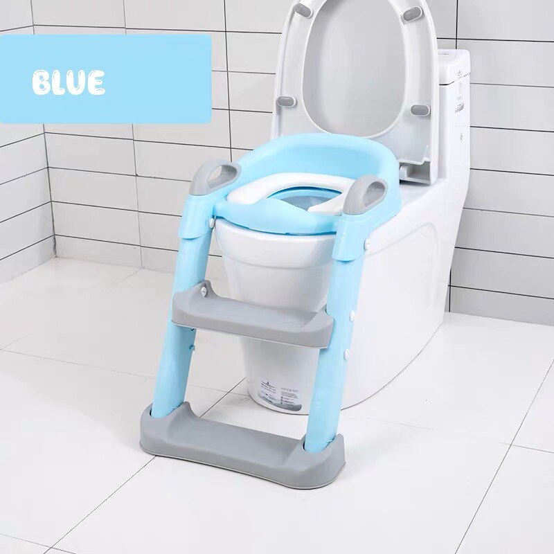 Vouwen Baby Potty Seat Urinoir Rugleuning Training Stoel Met Stap Kruk Ladder Voor Baby Peuters Veilig Wc Potties: Blauw