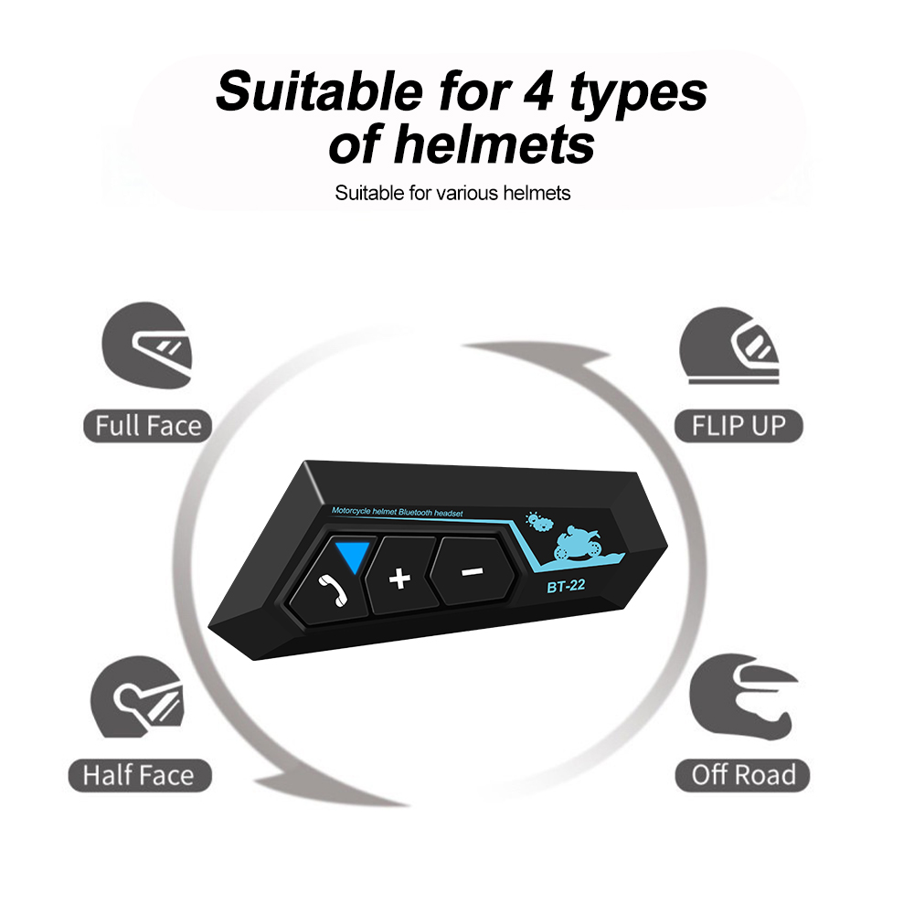 Bt22 Bluetooth Motorhelm Headset Hoofdtelefoon Draadloze Motor Fiets Handsfree Stereo Oortelefoon Luidspreker Met Zachte Microfoon