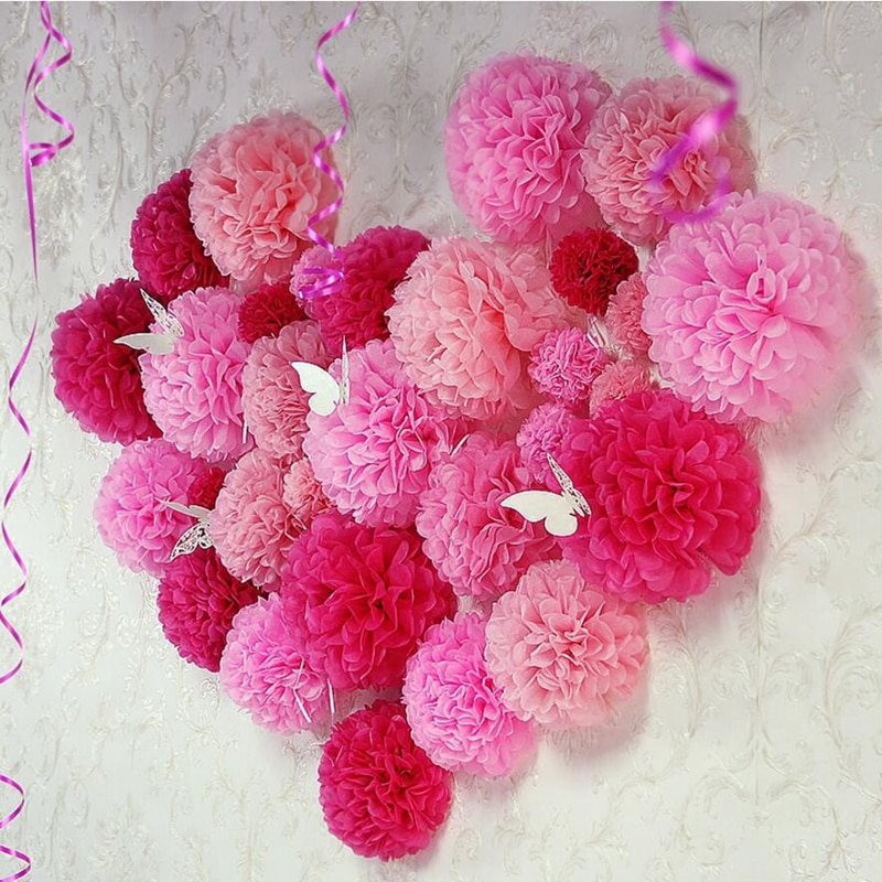 10 stücke handgefertigt 4 &#39;&#39;(10 cm) Gewebe Papier Pom Poms Papier Blume Ball Pompom Für Heimat Garten Hochzeit Geburtstag &Ampere; Hochzeit Auto Dekoration