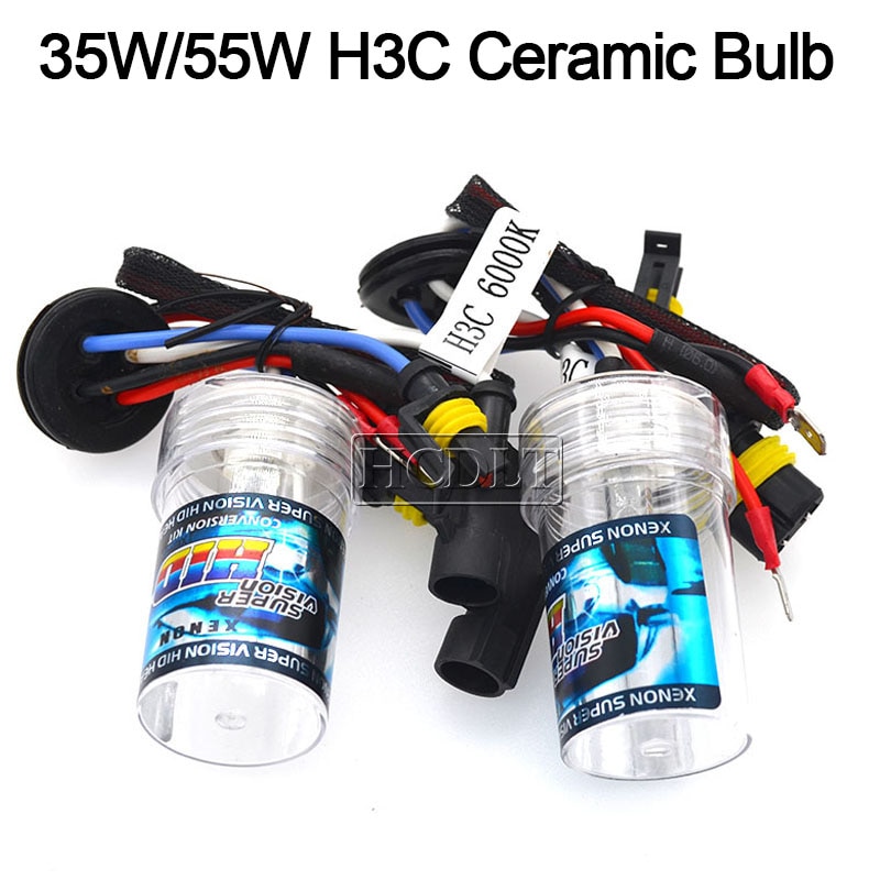 HCDLT 12V Car Light 35W 55W H3C HID Xenon Lamp 3000K Yellow H3 6000K 4300K 8000K H3C Ceramic Base Auto Headlamp Replacement Bulb