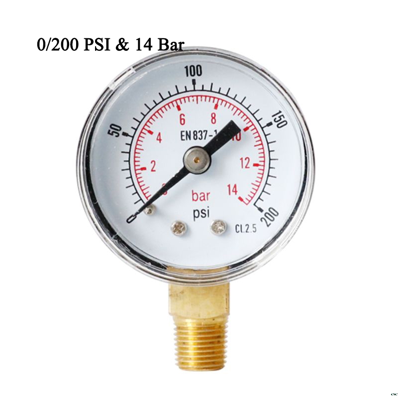 Noggrannhetsklass 2.5%  tryckmätare 40mm ratttryck 1/8 &quot; bspt vertikal 15,30,60.100,160 200, 300 psi &amp; bar: Blå