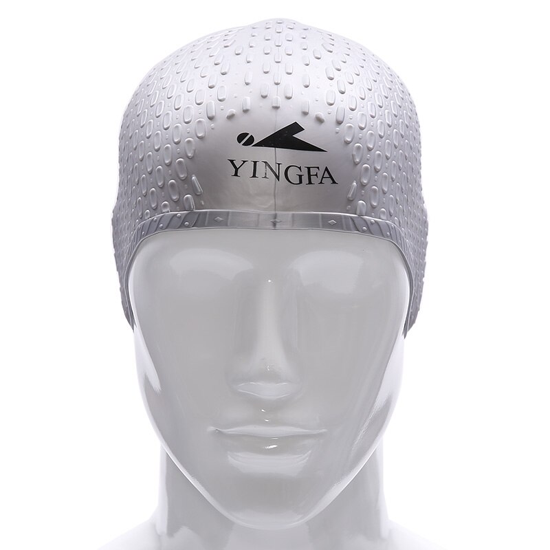 Siliconen Waterdicht Zwemmen Caps Beschermen Oren Lange Haar Sport Zwemmen Zwembad Hoed Badmuts Gratis Grootte Voor Mannen Vrouwen Volwassenen: silver
