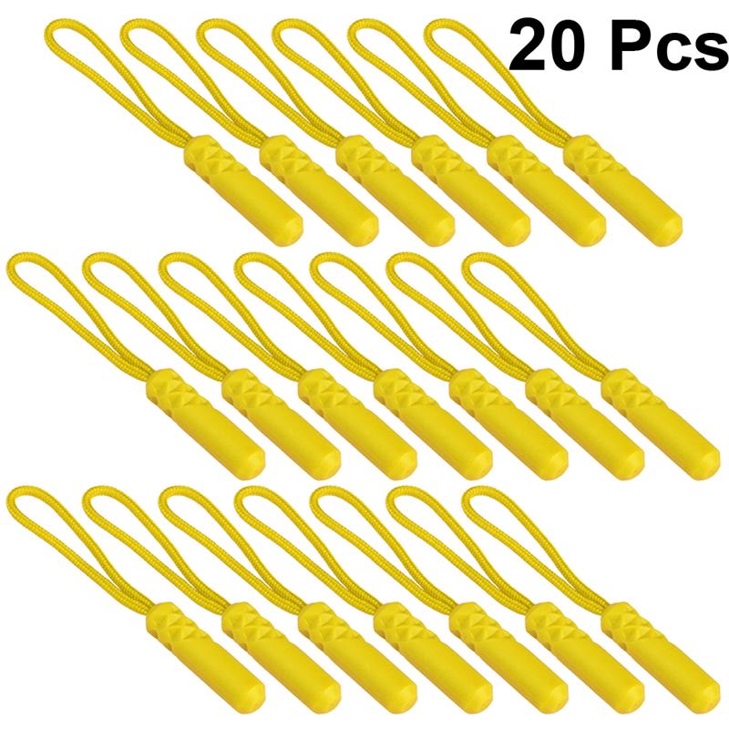 20 stuks cilinderkop rits trekker kleding plastic rits kop compacte rits trekkoord multifunctionele rits trekker voor kleding: Geel