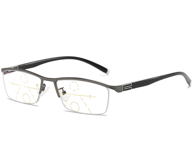 Meekleurende leesbrillen heren halve rand progressieve presbyopiebrillen zonnebrillen verkleuring dioptrieën multifocale brillen: +350 / Grijs