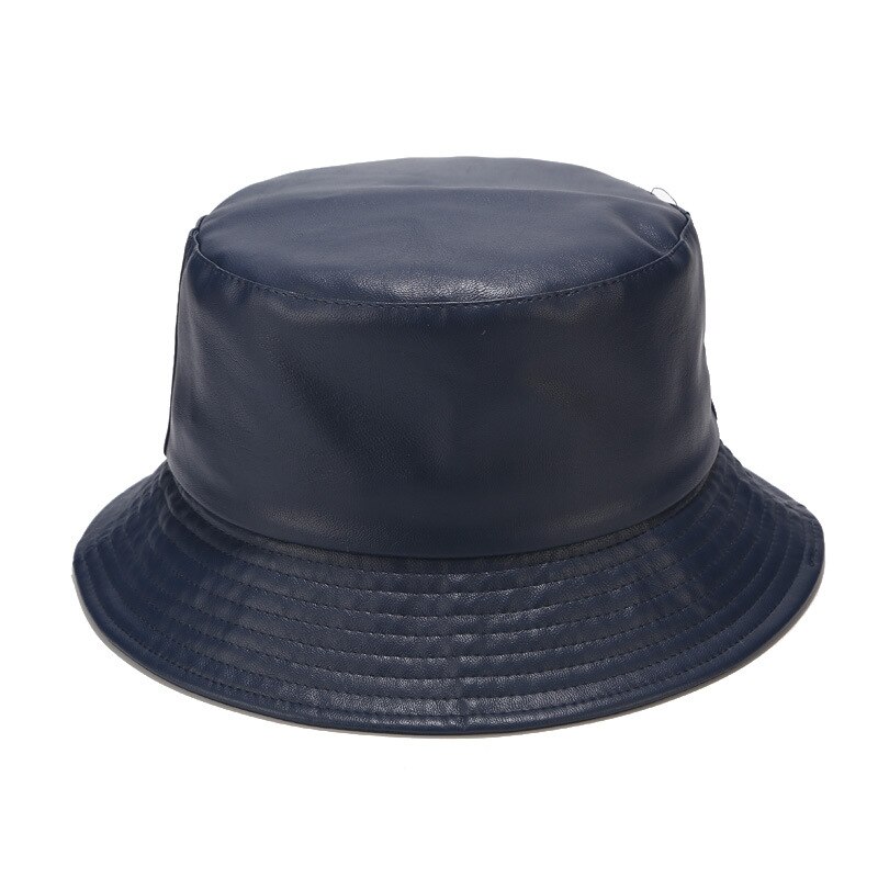 Ensfarvet pu spand hat fisker hat udendørs rejse hat sol cap hatte til mænd og kvinder 137: Blå