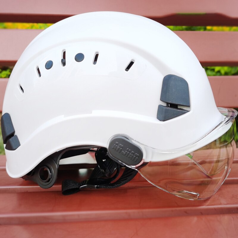 Veiligheid Helm Met Bril Bouw Hard Hoed Abs Beschermende Helmen Werk Cap Voor Werken Klimmen Rijden