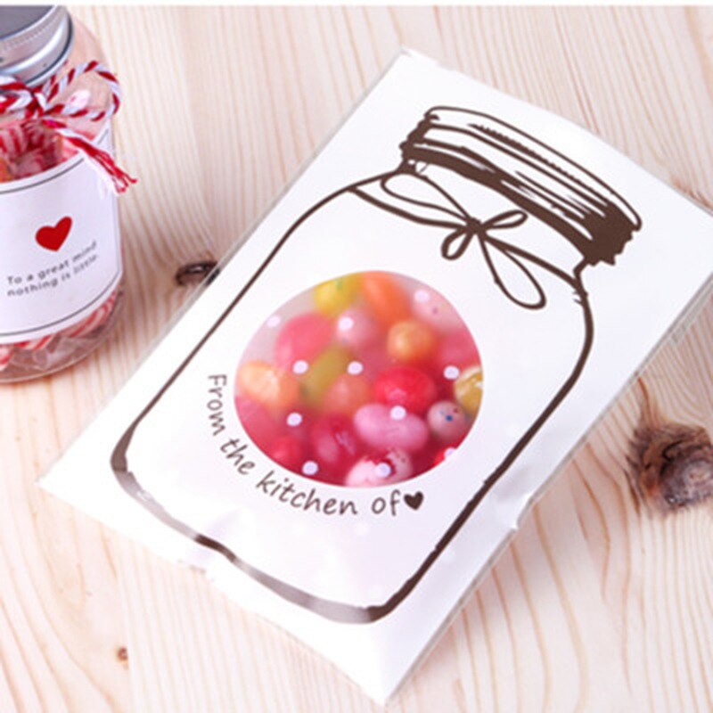 100Pcs Cartoon Candy Cookie Koekjes Verpakking Zakken Bag Zelfklevende Plastic Zakken Bruiloft Verjaardag Feestartikelen