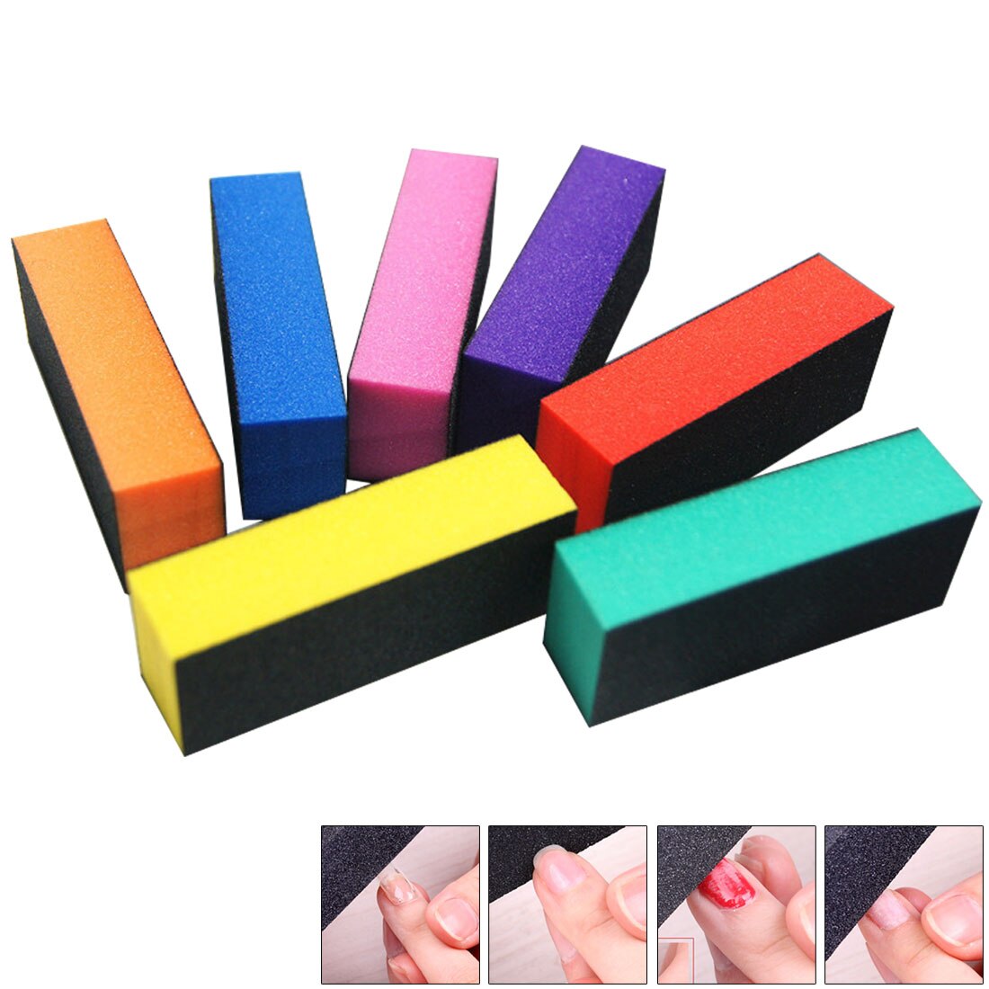 Meerkleurige driezijdige korrel hoge kogel zwarte schuurbuffer nagelvijl polijsten schuren nagelgereedschap polijsten kunst