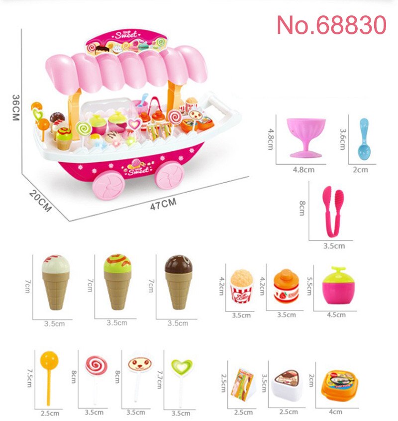 Pretend Play Toys Kids Simulation Candy Ice Cream Trolley Mini Pusher Car Toys Candy Ice Cream Supermarket Music Children: 88630