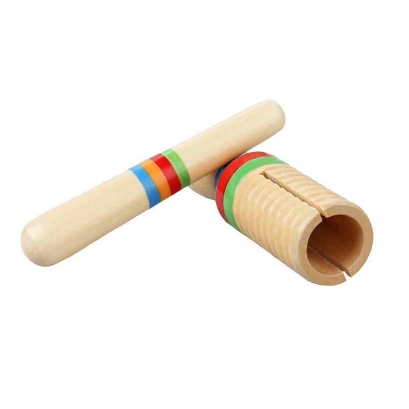 Træ krage lydklang træ guiro med pind børn børn musikalsk legetøj percussion instrument