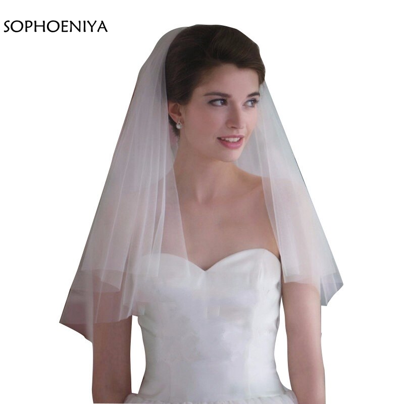 Voile de mariage blanc ivoire bon marché, accessoires de mariage, Voile de mariée court, en Stock,