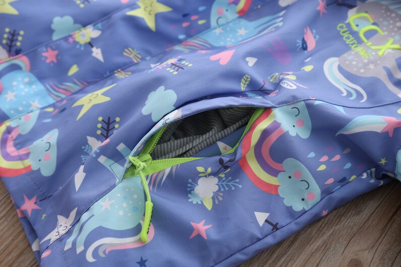Autumn- Winter Girls Coat Detachable fleece Children clothes Rainbow Girls Jackets 3-10 years kids outdoor windbreaker for girls