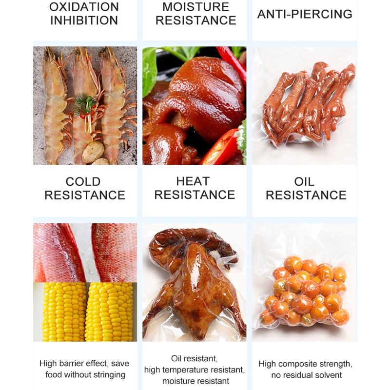 Sacs sous vide ATWFS sacs sous vide de cuisine sacs sous vide de stockage pour emballage alimentaire rouleaux 12/17/20/25/28cm * 500cm