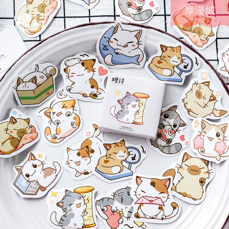 45 sztuk/pudło moje niegrzeczne koty Kawaii Mini papierowa naklejka Diy pamiętnik Album dekoracje do scrapbookingu szkolne naklejki papiernicze