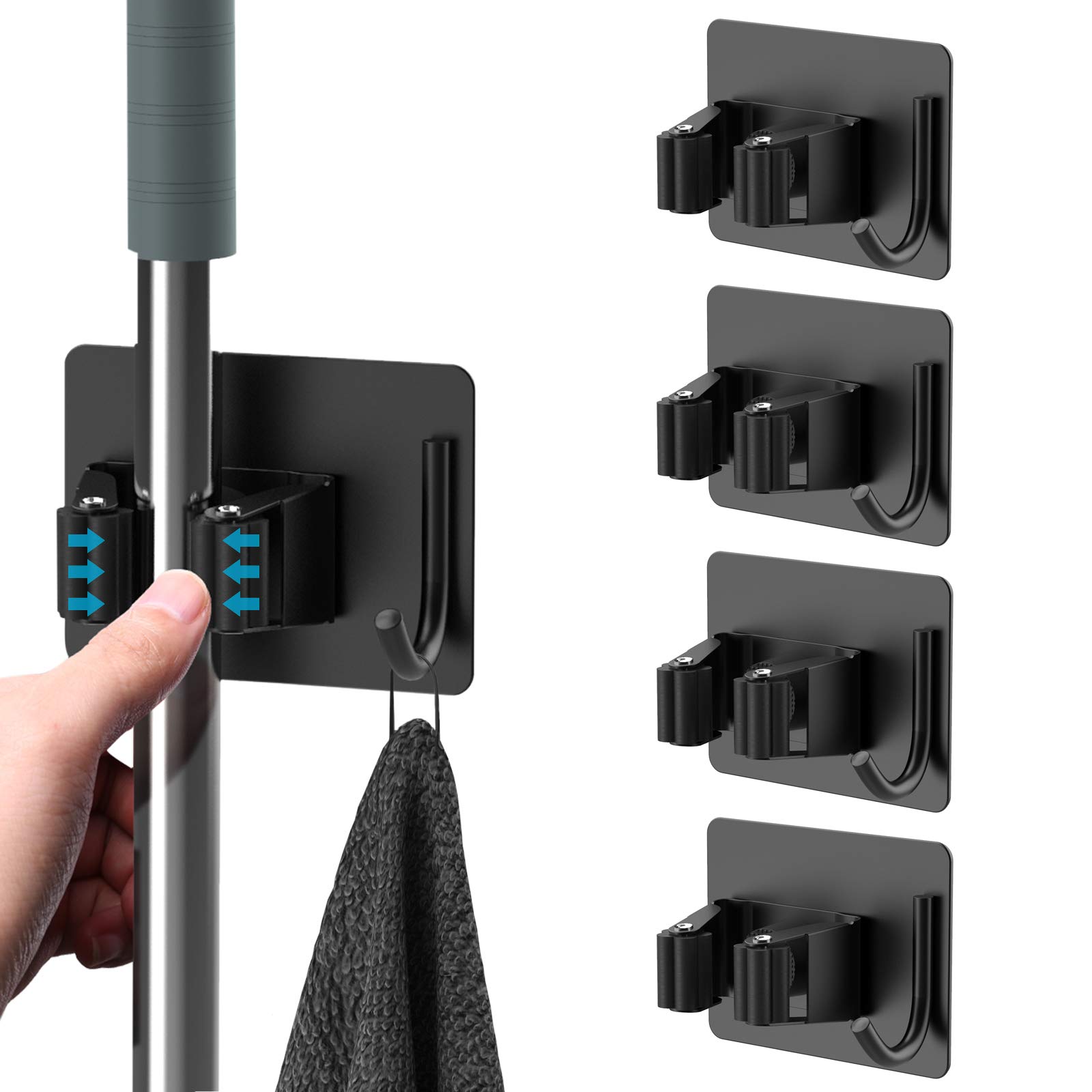 Soporte para fregona de acero inoxidable 304, autoadhesivo montado en la pared, para cocina y baño, colgador de escoba multiusos impermeable, gancho fuerte
