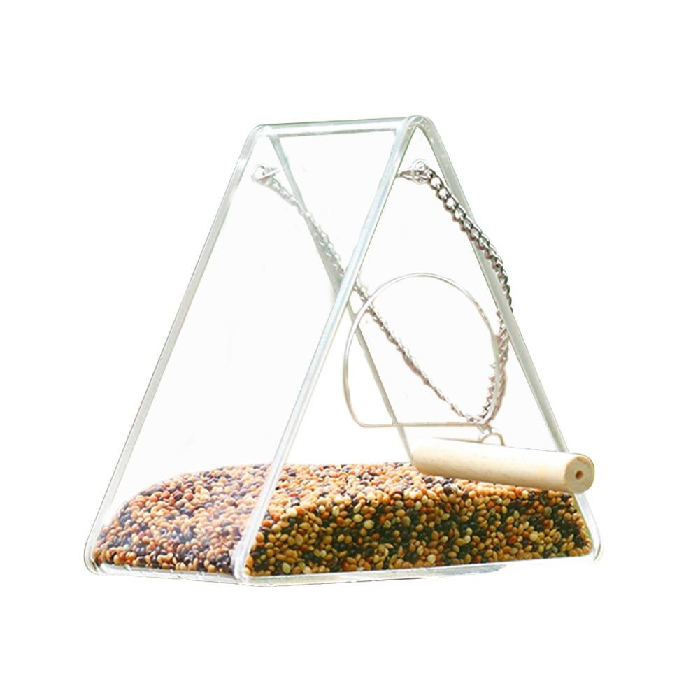Akryl fuglefoder mad vand boks anti-spredning papegøje foder cockatiel lovebird feeder landbrugsudstyr med stativ: -en