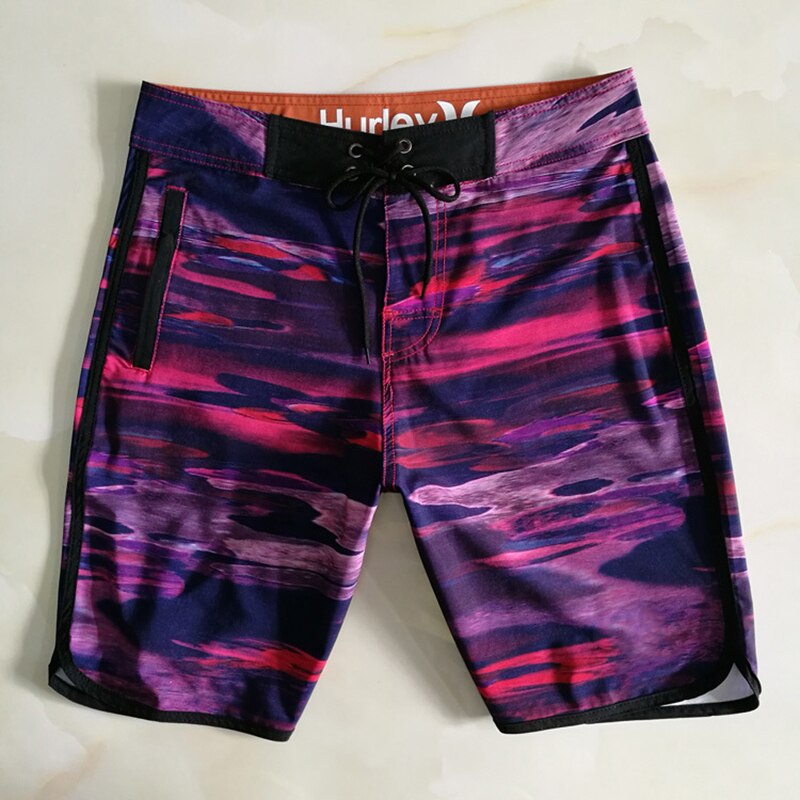 Zomer Mannen Shorts Geometrische Brief Sneldrogend Badmode Elastische Taille Korte Broek Voor Heren Beachshort Trunks 0060-4: purple / 30