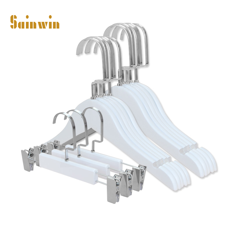 Sainwin 10 Stks/partij Wit Baby Hout Hangers Voor Kleding Rack Kinderen Houten Hanger
