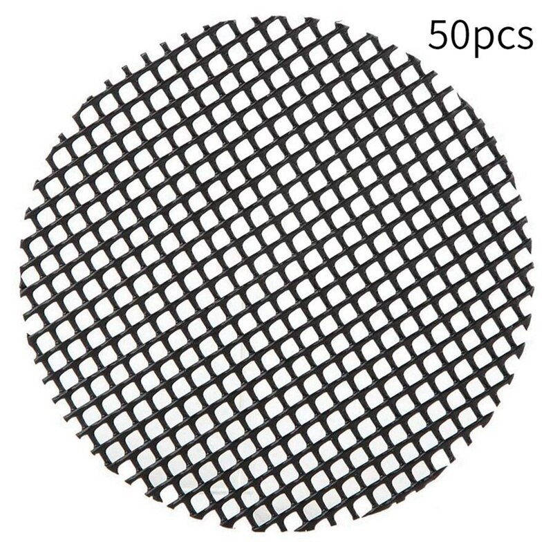 50 Pcs 8cm Round Flower Pot Hole Mesh Pad & 1x Lined Weeding Control Fabric Landscaping Ground Cover Membrane 1X10M