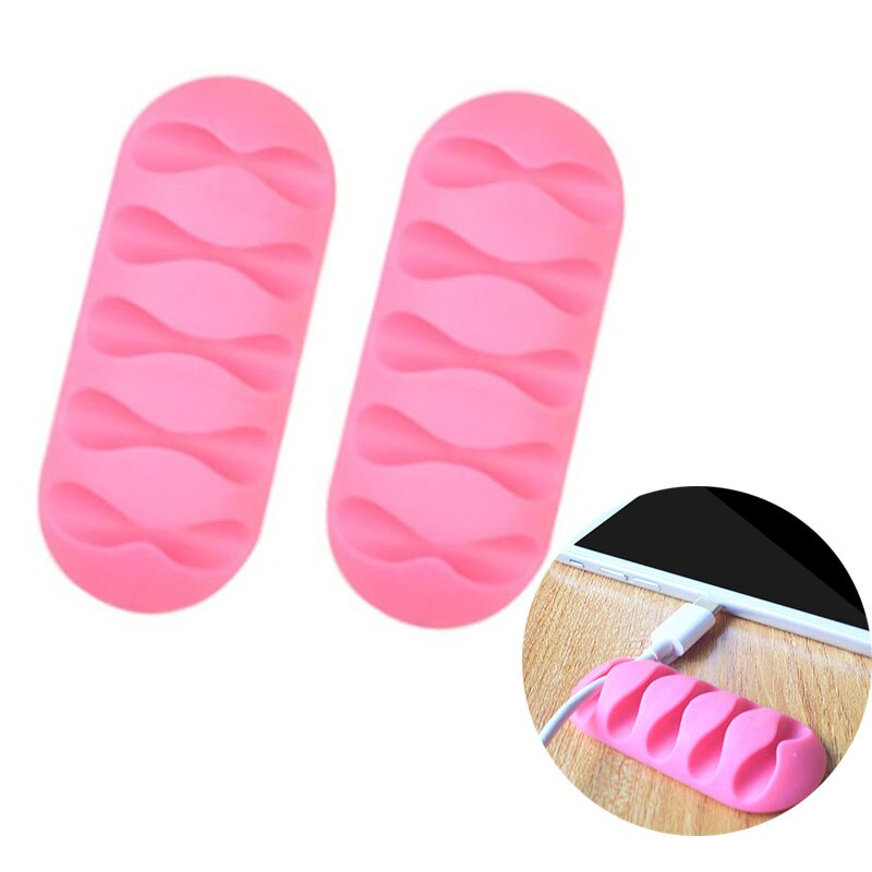Cable Holder Protector Organizer Desktop Management Finishing Desktop Plug 5 Holes Strip Silicone Wire Retention Clips For Home