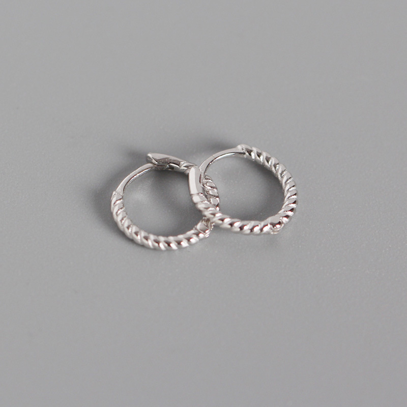 Dåse enkle små øreringe til kvinder twist cirkel øreringe guldfarve huggie øreringe 925 sterling sølv smykker  h40: Sølv / 8mm
