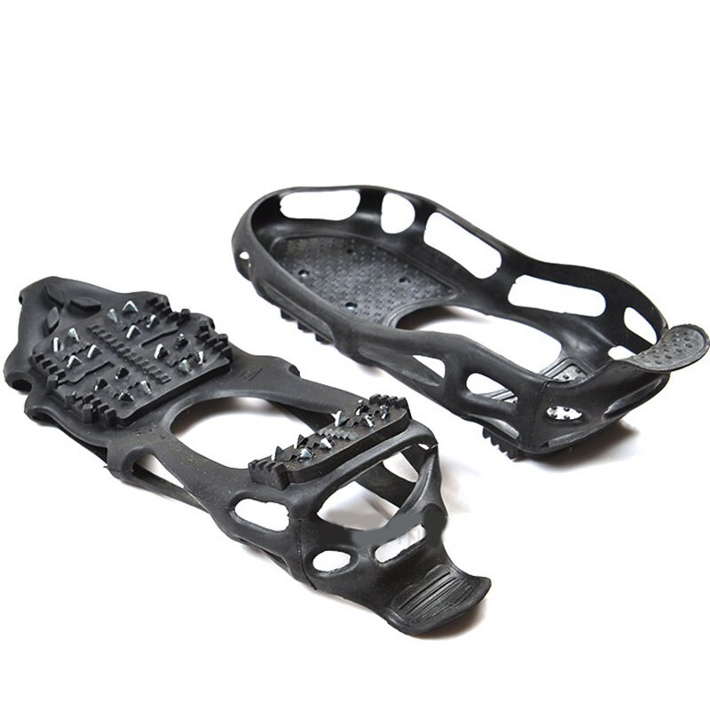 Zapatos antideslizantes para caminar, pinza de hielo de 24 dientes, cubierta de zapato de nieve para exterior, respetuosos con el medio ambiente, accesorios para zapatos negros, 1 par