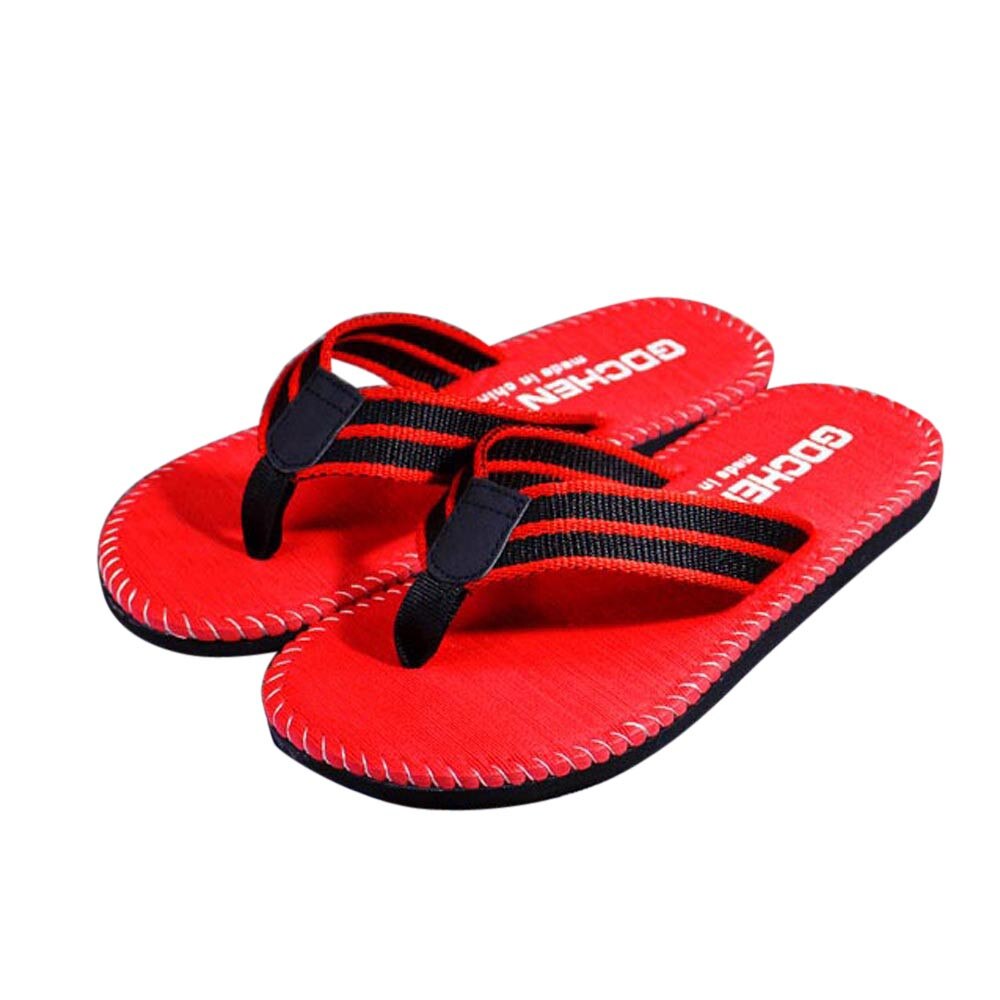 Homens Verão Flip Flops Seaside Praia Sapatos Sandálias Chinelo Masculino Lazer Flip-flops: Red / 41