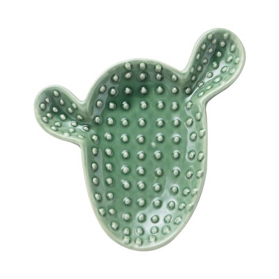 Gyllene / gröna akvarell kaktus frukt tallrik / förvaring / dekorativa smycken tallrik 1pc/ parti: Grön liten