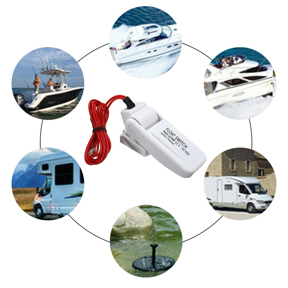 White Automatic Electric Boat Marine Bilge Pump Float Switch Water Level Controller DC Flow Sensor Switch