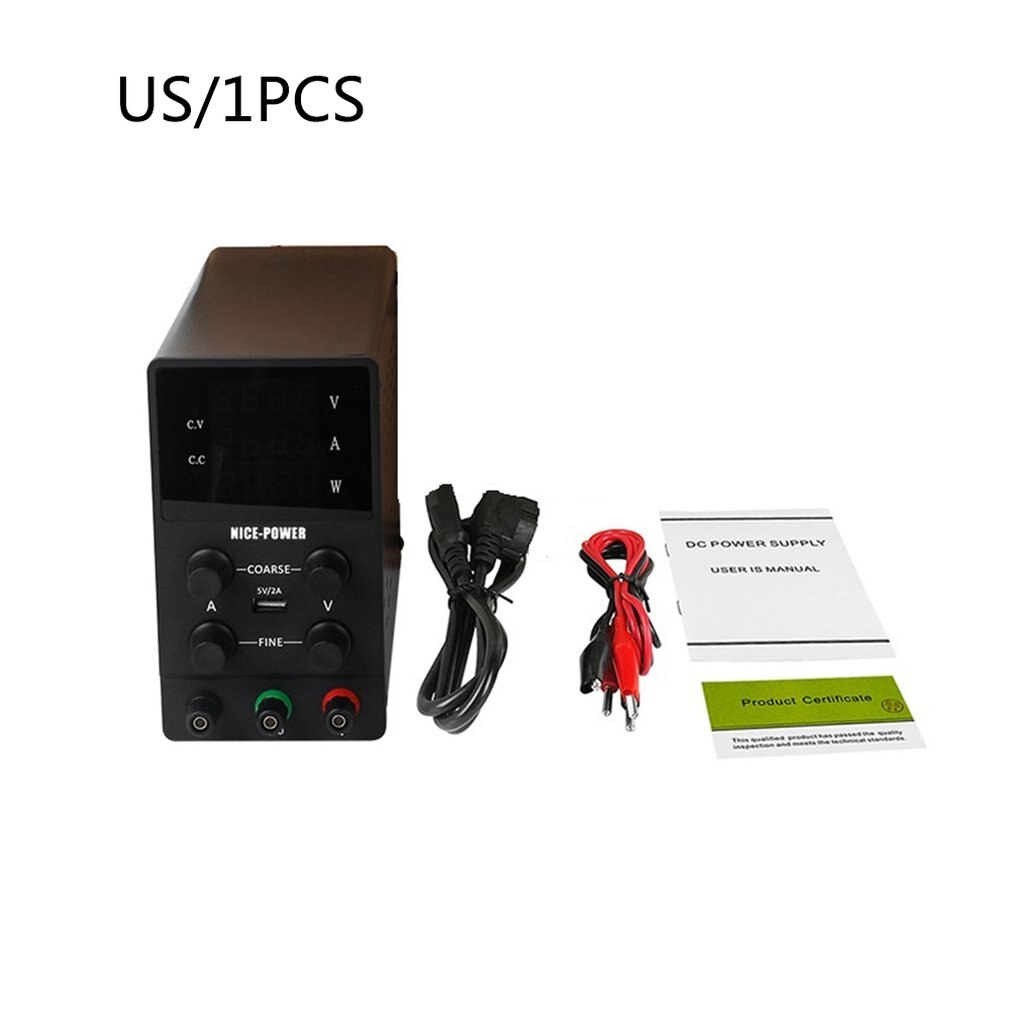 4Digits Switch Lab DC Power Supply Adjustable Digital Display Laboratory Power Source 30V 5A EU/US Plug: US Plug