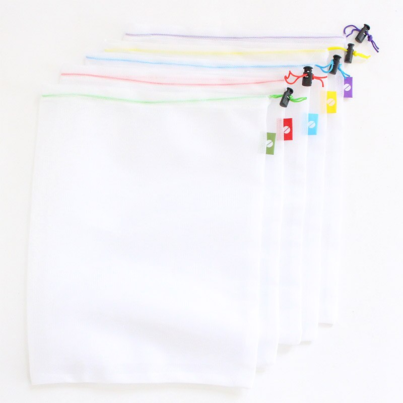 Verkkokangas suosittu 5 kpl/erä säilytyspussi hedelmien ja vihannesten säilytykseen pienten tavaroiden nipputasku monikäyttöinen: 1