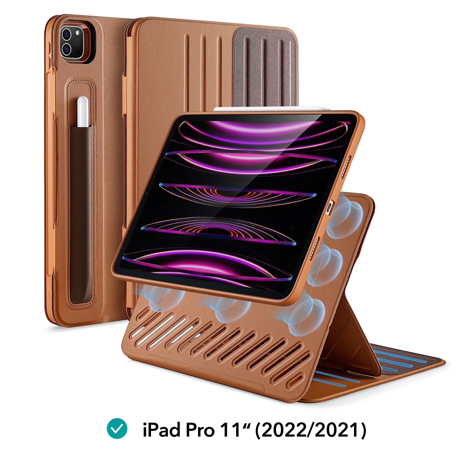 ESR for iPad Pro 11/12.9 Shift Magnetic Case for iPad Air 5/4 Ultra-Stable Stand Case Funda Back Cover for iPad 10th: 6 / Brown