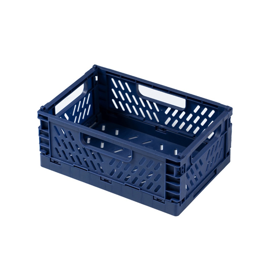 Panier de rangement pliable en plastique, 5 couleurs, boîte de rangement pliable pour étudiants de bureau, bande de papeterie, conteneur pliable: Blue