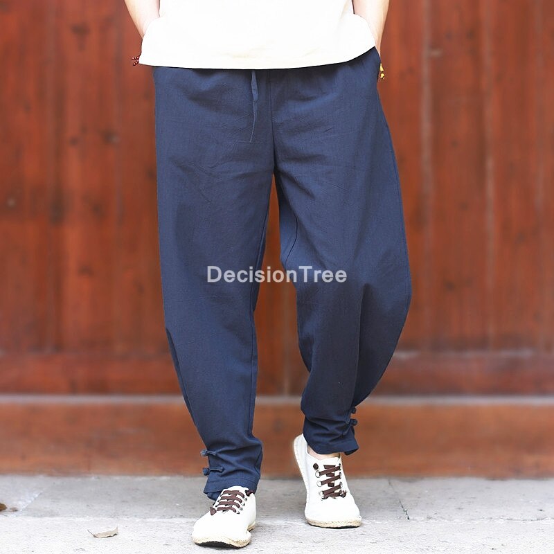 2021 stile cinese kung fu tai wushu pantaloni uomo pantaloni da jogging pantaloni da uomo streetwear pantaloni casual da uomo pantaloni hip-hop in lino allentato