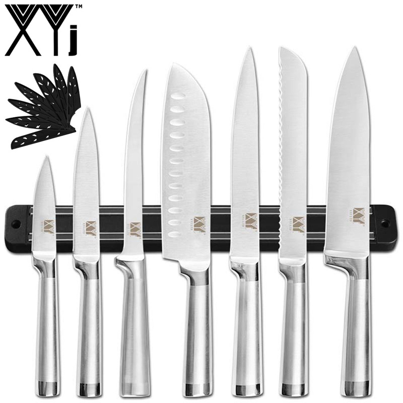 Kokkeknive santoku køkkenknive i rustfrit stål bloksliber kløver skæreknivbetræk etui: G .8 stk sæt 06