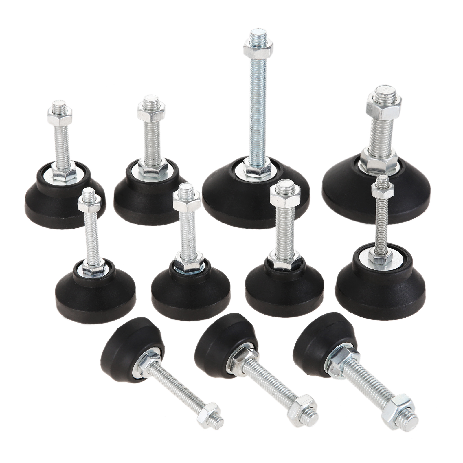Adjustable Levelling Feet Swivel Base Furniture Glide Pad Adjusting Foot M8 M10 M12 M14 M16 Threaded Screw in Height 2/1 PC