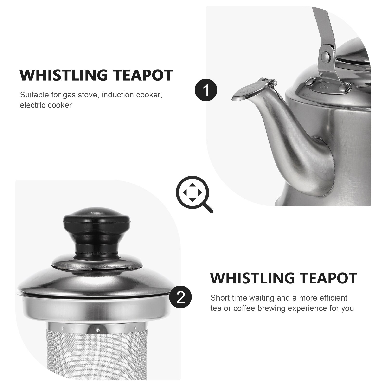 1Pc Whistling Waterkoker Rvs Waterkoker Whistling Theepot (Zilver)