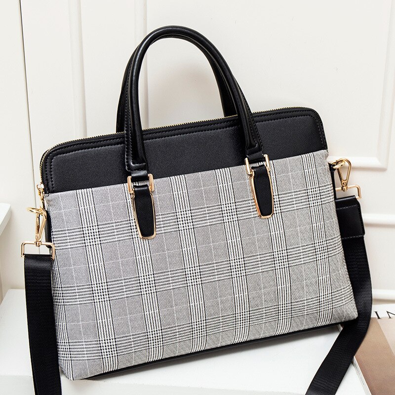 Vrouwen Business Aktetas Tas Voor Vrouw Lederen Laptop 14Inch Handtas Werk Kantoor Tas Dames Schoudertassen Voor Vrouwen handtas: Gray-A