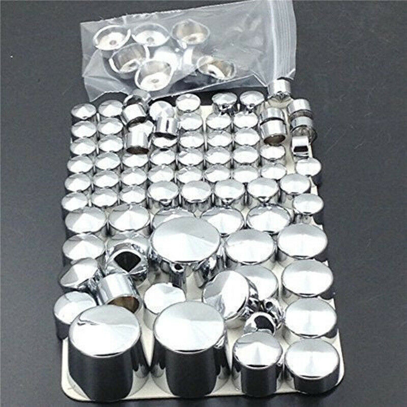 87x Chrome Bolt Toppers Cover Cap Kit For Ha/rley Davi/d/son Softail Twin Cam 84-06 Wheel Nut Screw Bolt Protection Covers Caps