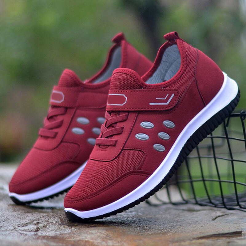 Dames gevulkaniseerde schoenen klittenband dames sportschoenen platte schoenen dames pure kleur casual wandelschoenen dames 36-44: Rood / 37