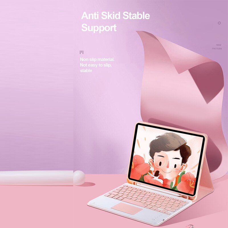 Draadloze Bluetooth Toetsenbord Met Touchpad Case Voor Apple Ipad 7th 8th Generatie 11 Tablet Doek Leather Case