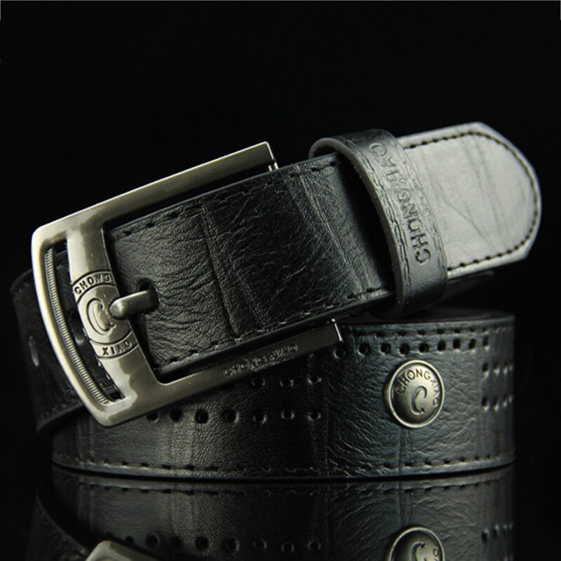 Homens casual cinto de cintura rebite oco estilo punk largo couro do plutônio cinto para nova moda cinta masculina de alta qualidade jeans cinto masculino
