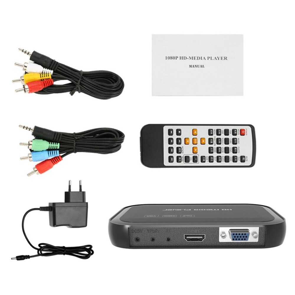 Volledige  hd 1080p multifunctionele 3d mediaspeler met 01 afstandsbedieningen hdmi vga meerdere modi hd media center wifi repeater