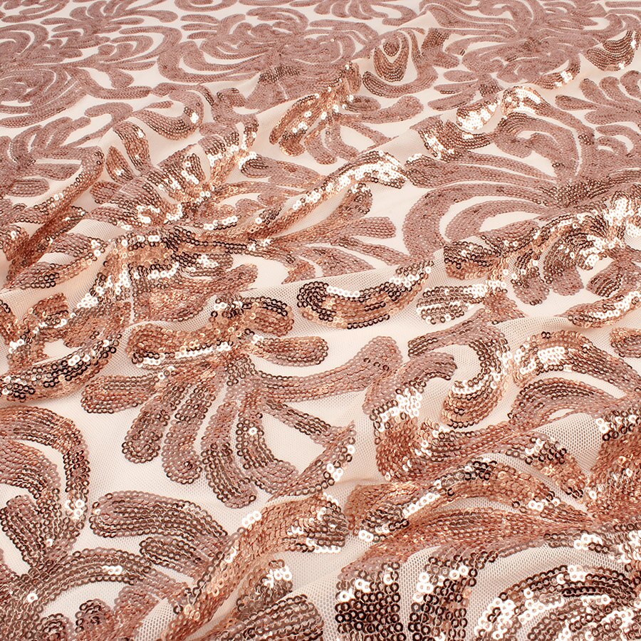 glitzernd Rose Gold dehnbar Pailletten stoff Gittergewebe pailletten stickerei elastische spitze stoff für hochzeit kleid Party-Veranstaltung 50 "breite 1 Garten