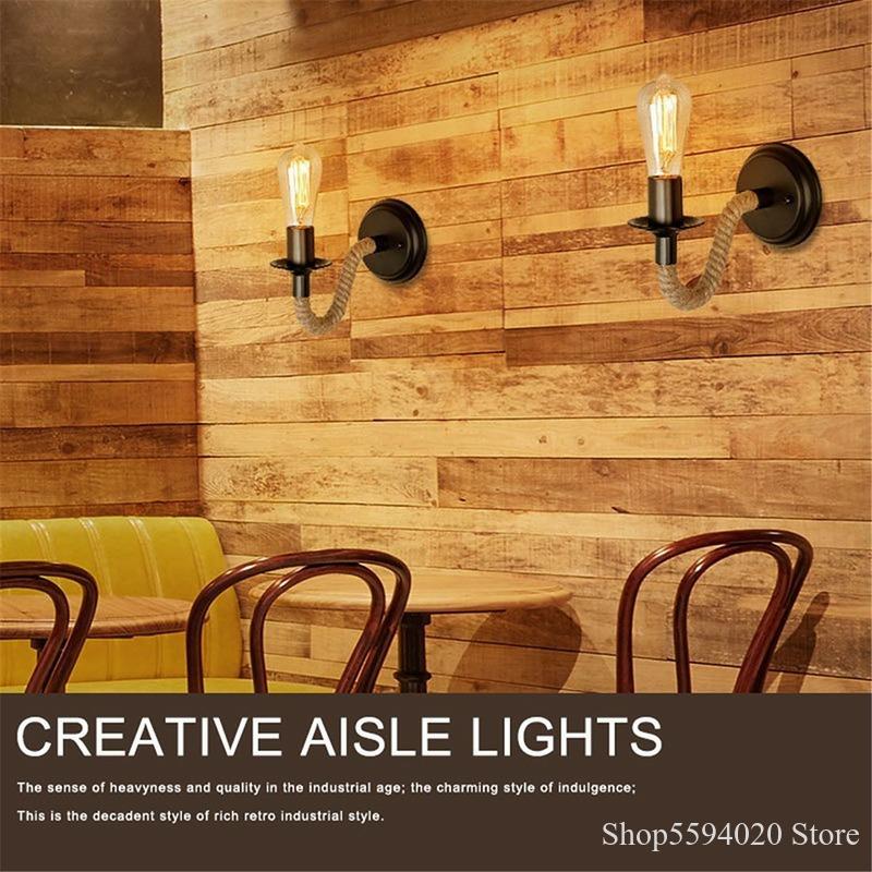 Hanf Seil Zauberstab Lampe Amerikanischen retro Licht Zauberstab Leuchte Wohnzimmer Dachgeschoss Beleuchtung Eitelkeit Licht Innen Leuchte Zauberstab Lichter Schlafzimmer Lampe