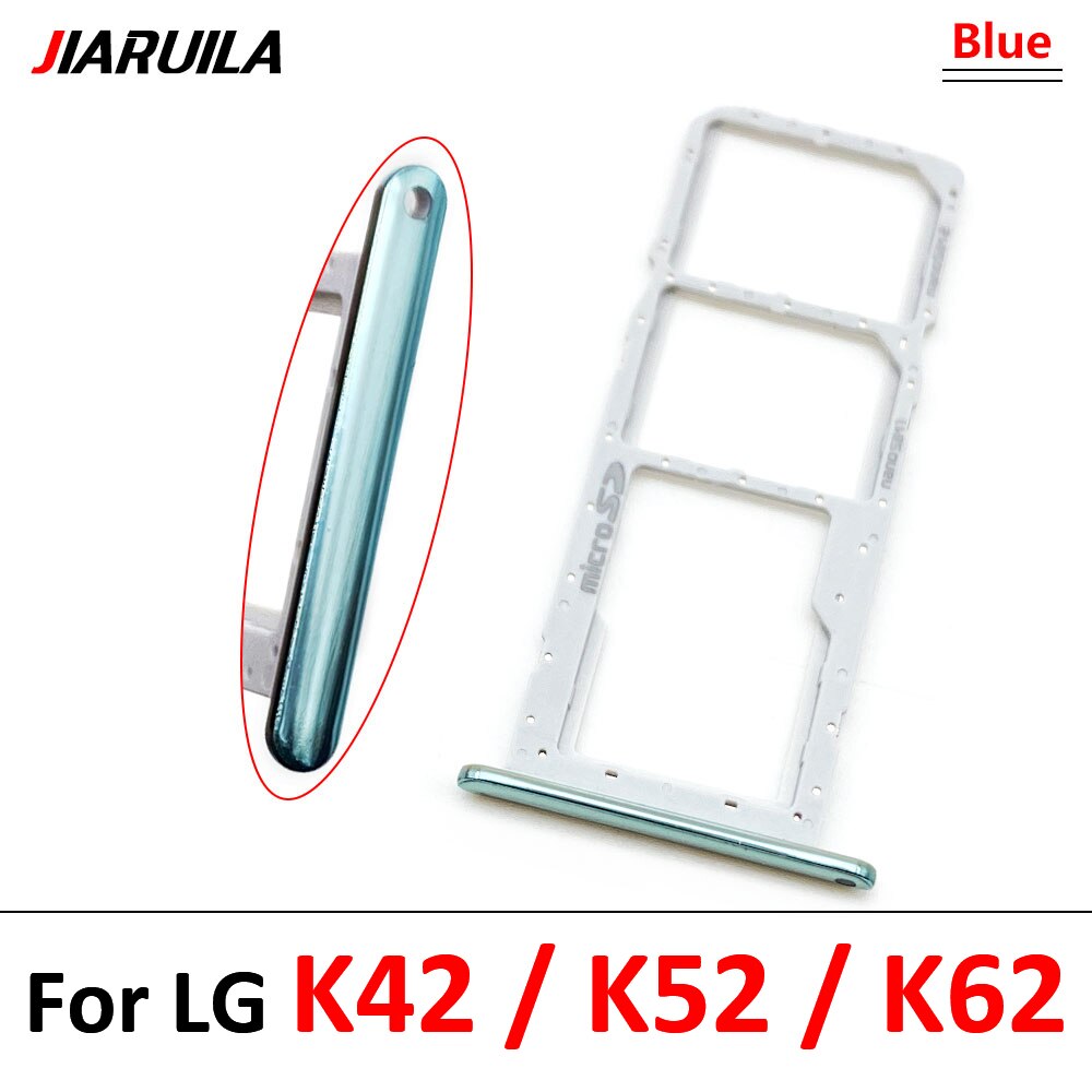 Original Micro Nano SIM Card Holder Tray chip slot drawer Holder Adapter Socket For LG K22 K42 K52 K41S K51 K61 K62: K42 K52 K62 Blue