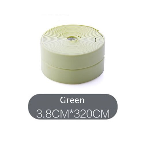 3.8cm*320cm diskbänk band tejp väggdekal badrum dusch vägg gap för heminredning självhäftande pvc vattentäta klistermärken: Grön
